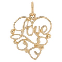 Ciondolo a forma di cuore d'amore in oro giallo - Ciondolo ricordo in 14 carati