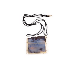 Yellow Gold Sculptural boulder Boulder Opal and Diamond Pendant
