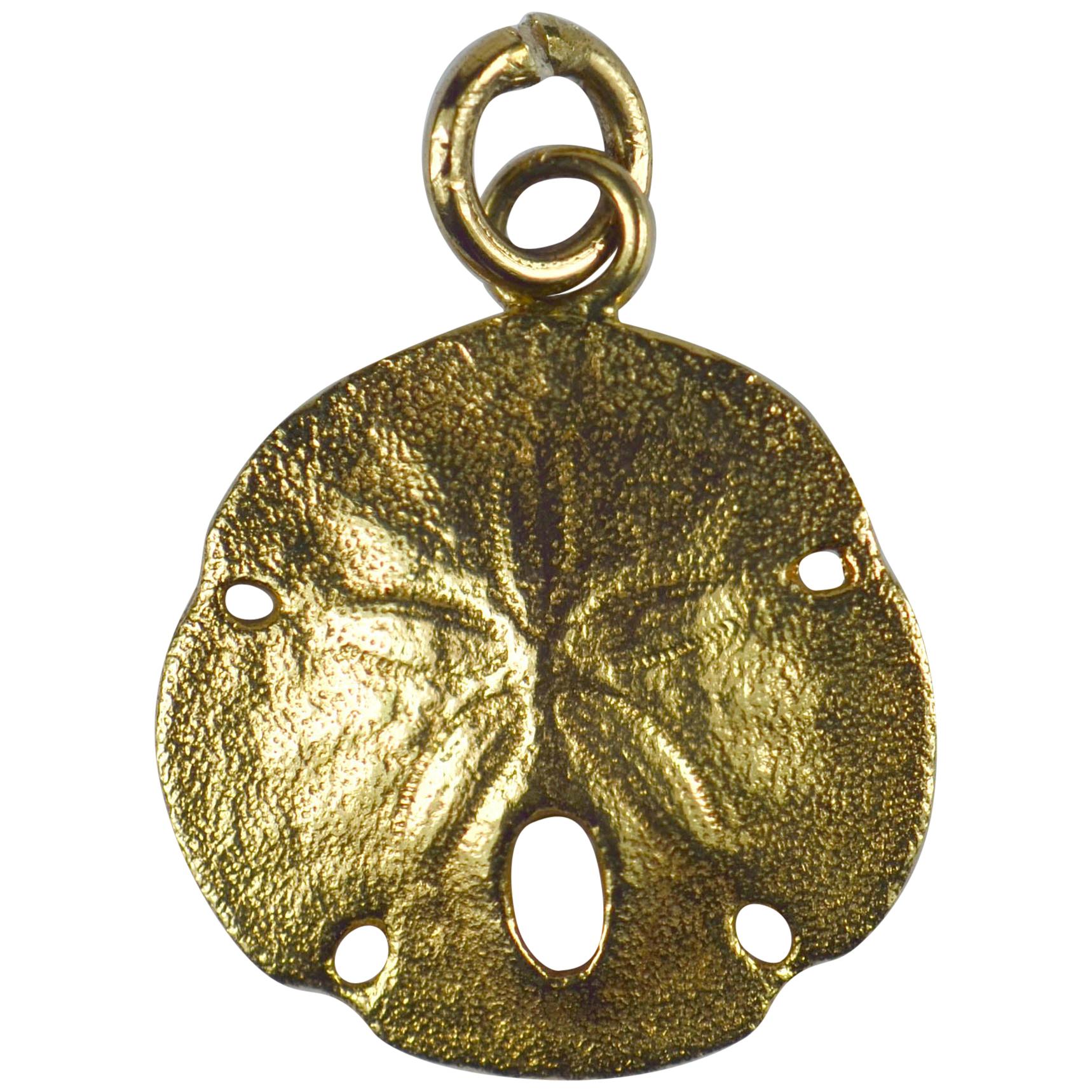 Yellow Gold Sea Dollar Urchin Charm Pendant