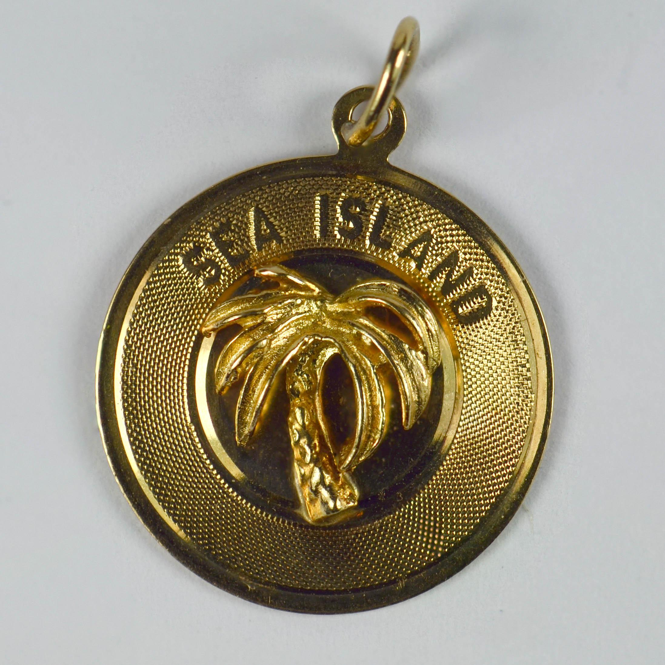 Women's or Men's Yellow Gold Sea Island Palm Tree Charm Pendant