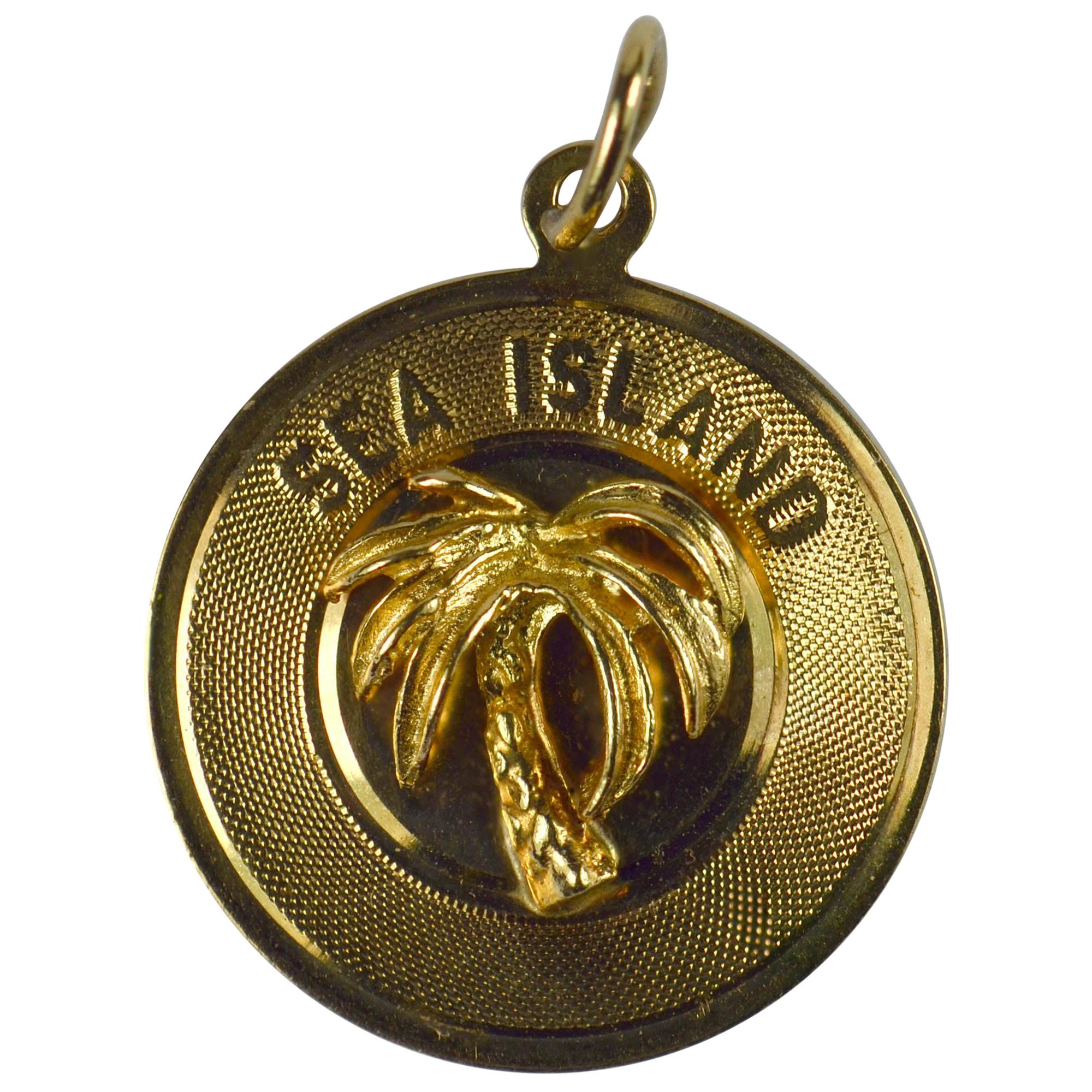 Yellow Gold Sea Island Palm Tree Charm Pendant