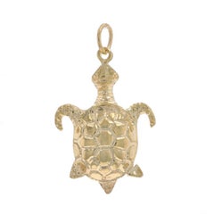 Yellow Gold Sea Turtle Charm - 14k Ocean Life Beach Sea Pendant