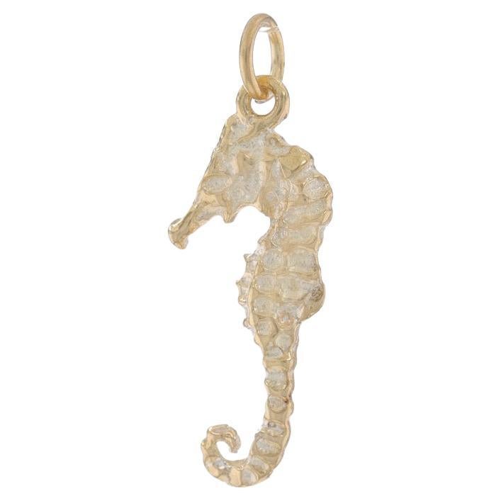 Yellow Gold Seahorse Charm - 14k Ocean Life Pendant For Sale