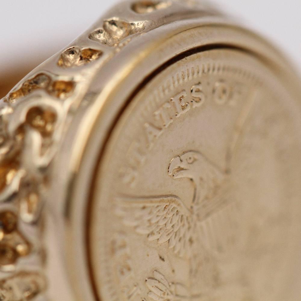 Bague en or jaune avec pièce de monnaie américaine en vente 2