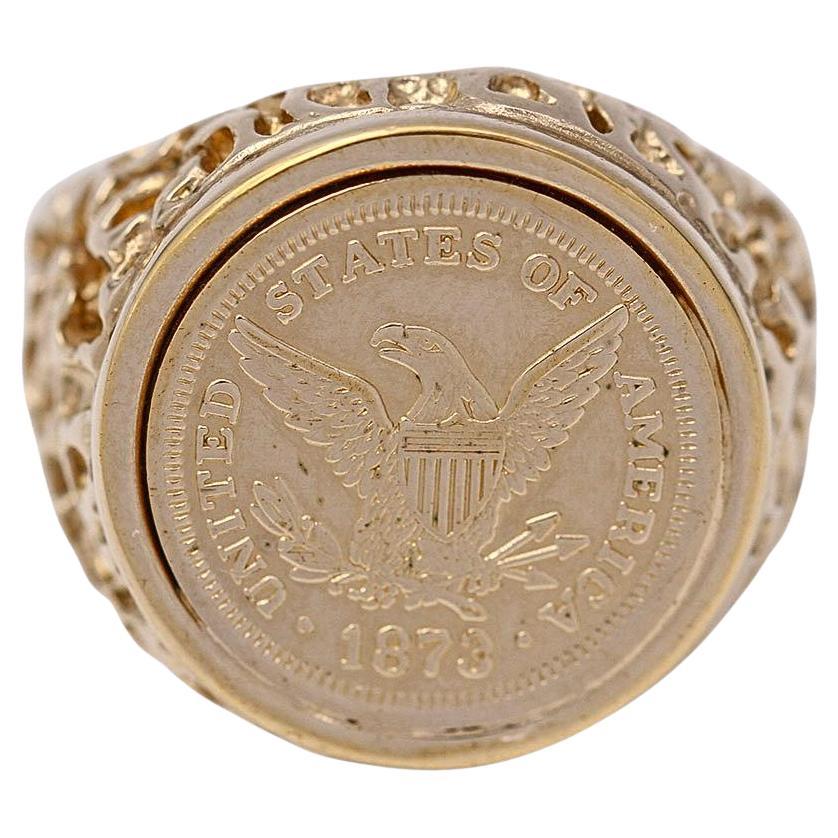 Yellow Gold Seal Ring with US Coin