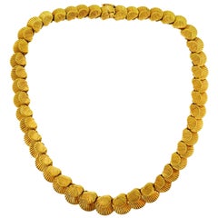 Retro Yellow Gold Seashell Necklace, French, 1950s
