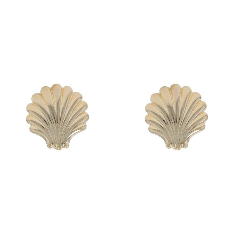 Contenu du métal : Or jaune 14k

Style : Goujon
Type de fermeture : Fermeture papillon
Thème : Coquillage, éventail

Mesures

Haut : 13/16