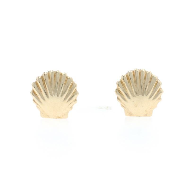 Contenu du métal : Or jaune 14k

Style : Goujon
Type de fermeture : Fermeture papillon
Thème : Coquillage, plage nautique, océan

Mesures

Haut : 11/32