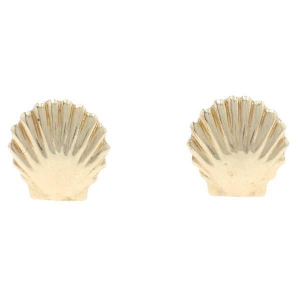 Boucles d'oreilles coquillages en or jaune 14k plage océan percé