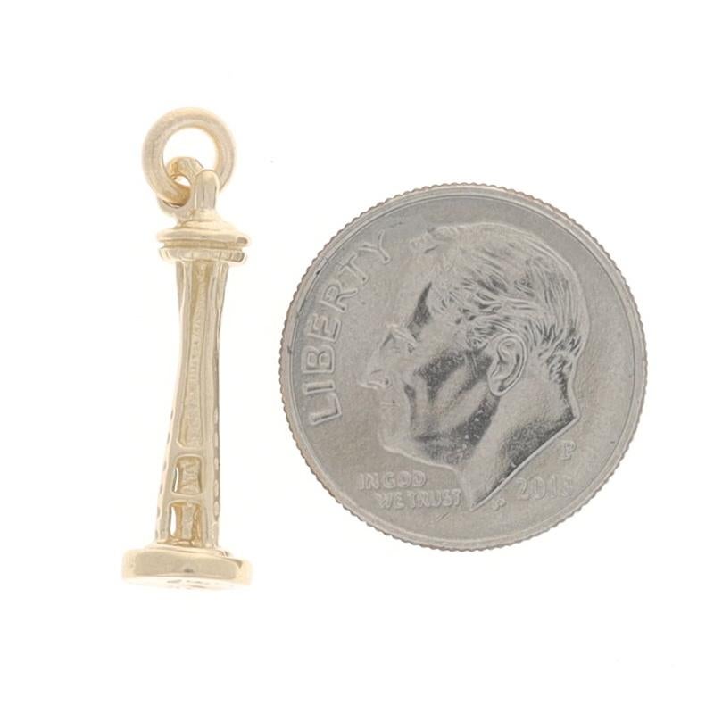 Women's or Men's Yellow Gold Seattle Space Needle Charm - 14k Washington Travel Souvenir