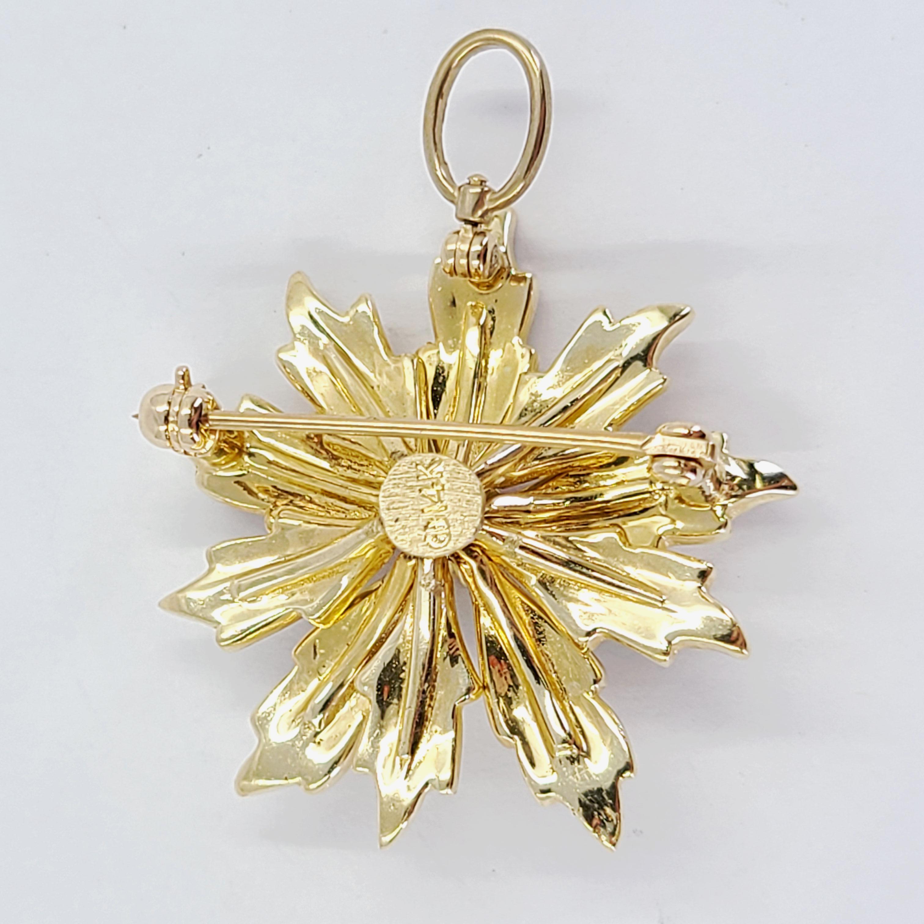 Yellow Gold Seed Pearl and Diamond Brooch In Good Condition In Coral Gables, FL
