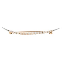 Yellow Gold Seed Pearl Edwardian Brooch - 14k Antique Pin