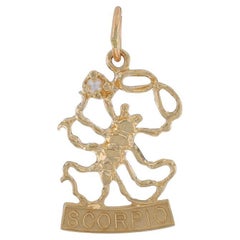 Gelbgold Seed Pearl Skorpion Zodiac Zeichen Anhänger - 14k Astrologie Skorpion