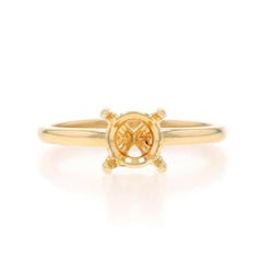 Yellow Gold Semi-Mount Engagement Ring - 14k for ~7.4mm Round Solitaire