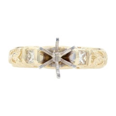 Yellow Gold Semi-Mount Engagement Ring, 14k for Center Diamonds .32ctw