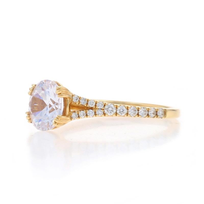 Yellow Gold Semi-Mount Engagement Ring 14k Round .25ctw CZ Cathedral fits ~7.5mm In New Condition For Sale In Greensboro, NC