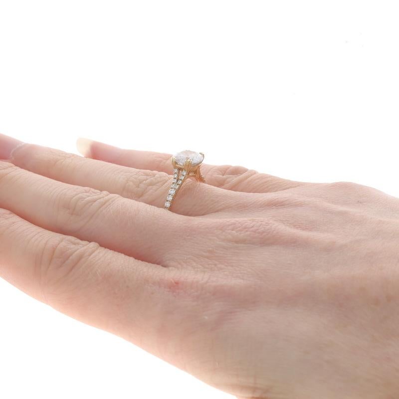 Women's Yellow Gold Semi-Mount Engagement Ring 14k Round .25ctw CZ Cathedral fits ~7.5mm For Sale