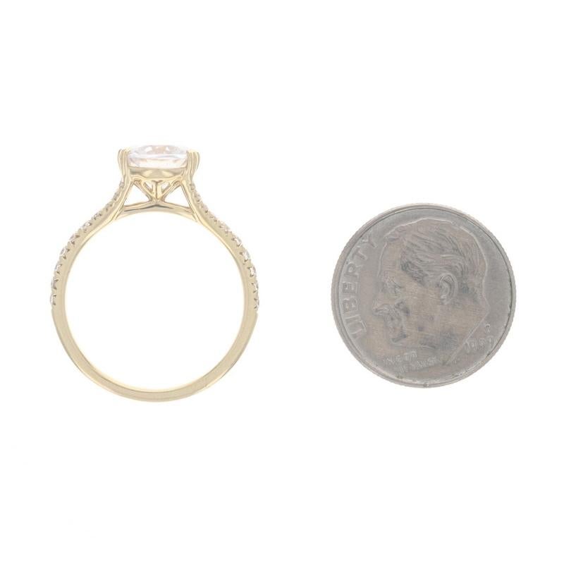 Yellow Gold Semi-Mount Engagement Ring 14k Round .25ctw CZ Cathedral fits ~7.5mm For Sale 1