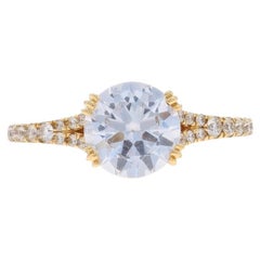 Bague de fiançailles en or jaune demi-monture 14k Rond .25ctw CZ Cathedral fits ~7.5mm