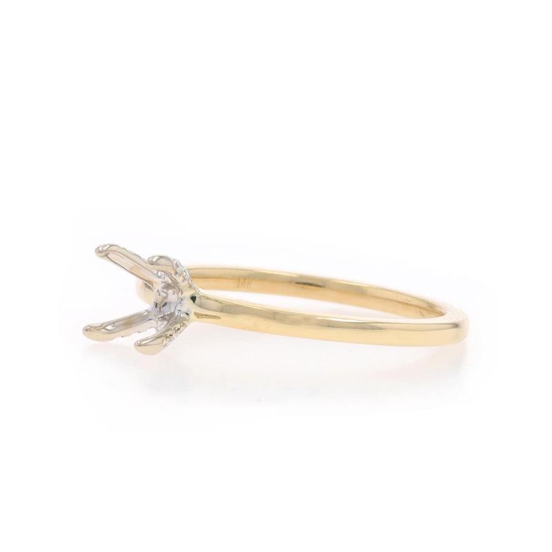 Women's Yellow Gold Semi-Mount Engagement Ring - 14k Round Brilliant Diamonds for ~6.5mm For Sale