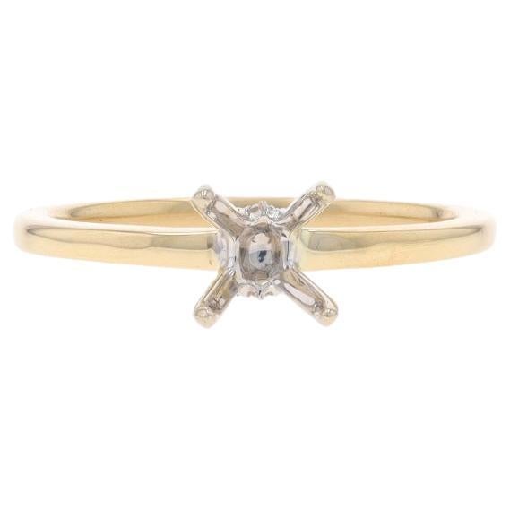 Yellow Gold Semi-Mount Engagement Ring - 14k Round Brilliant Diamonds for ~6.5mm