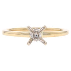 Used Yellow Gold Semi-Mount Engagement Ring - 14k Round Brilliant Diamonds for ~6.5mm