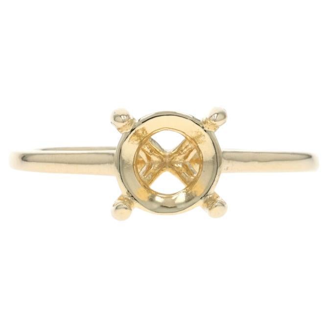 Anillo de compromiso de oro amarillo semimontura - Solitario 14k en venta