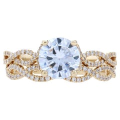 Yellow Gold Semi-Mount Engagement Ring & Wedding Band, 14k Center .39ctw