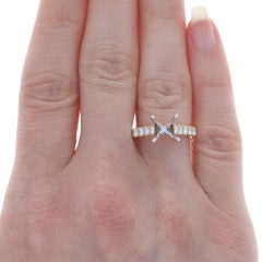 Yellow Gold Semi-Mount Engagement Ring & Wedding Band 18k 1.58ctw Fits ~
