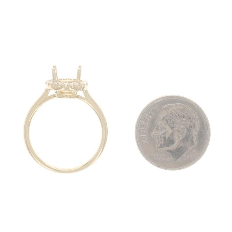 Bague Halo en Or Jaune Semi-Mount - 14k Diamants .12ctw Engagement Ctr fits ~7mm en vente 1
