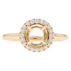 Bague Halo en Or Jaune Semi-Mount - 14k Diamants .12ctw Engagement Ctr fits ~7mm