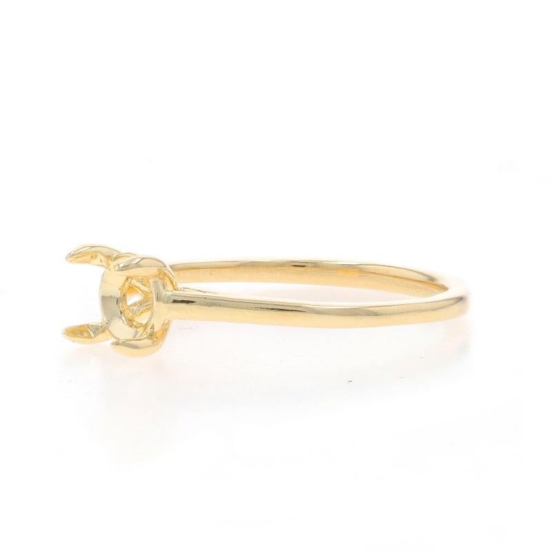 Women's Yellow Gold Semi-Mount Solitaire Engagement Ring - 14k Cathedral for ~6.5mm For Sale