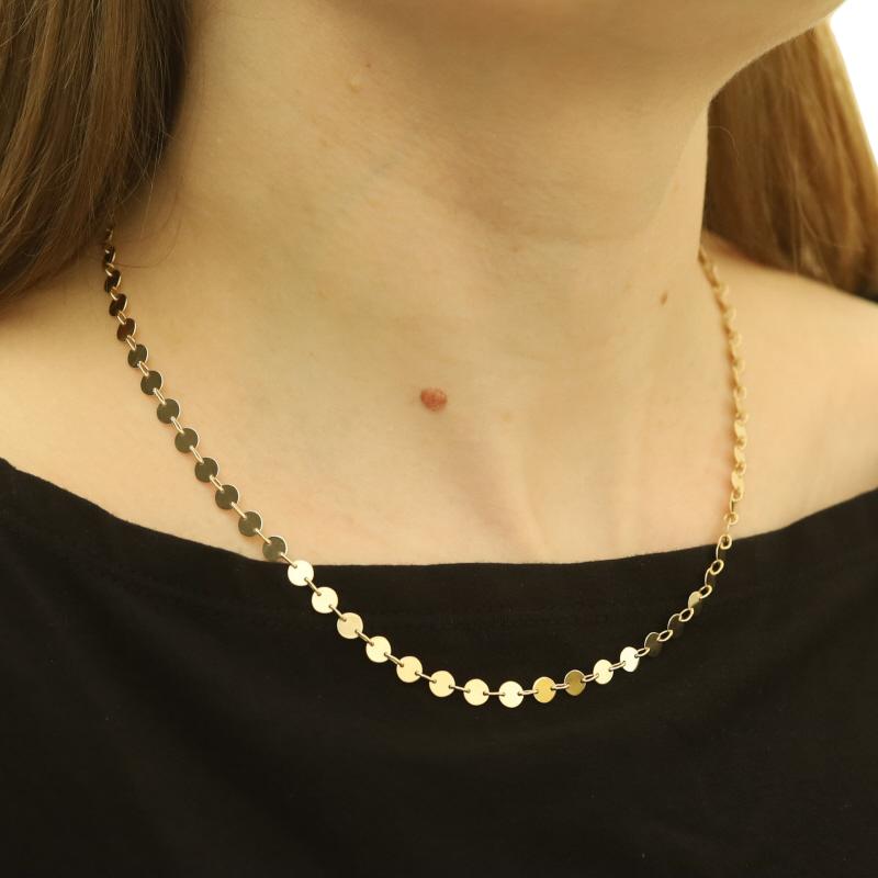Collana a catena di paillettes in oro giallo da 18