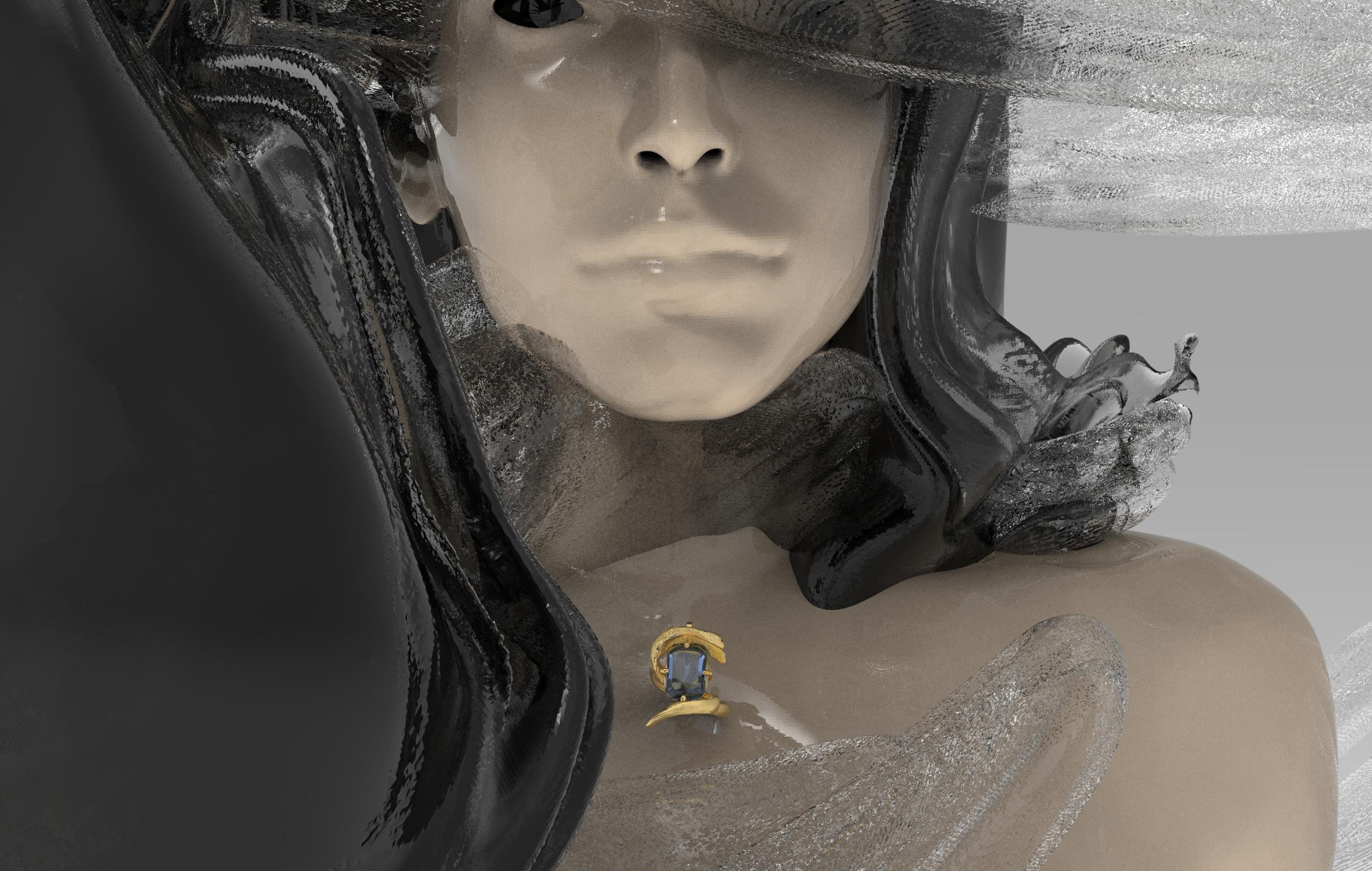 Yellow Gold Serpent Brooch with Natural Raspberry Pink Red Tourmaline in vendita 3