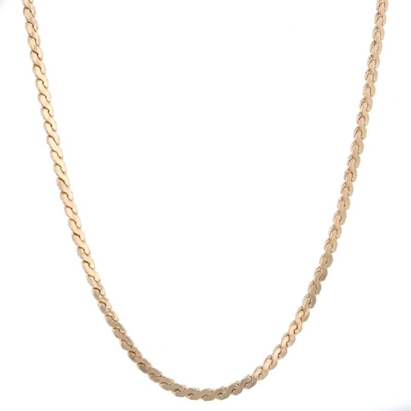 Metal Content: 14k Yellow Gold

Chain Style: Serpentine
Necklace Style: Chain
Fastening Type: Spring Ring Clasp

Measurements
Length: 24