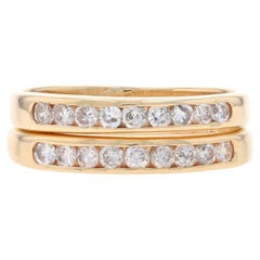 Yellow Gold Set of 2 Diamond Wedding Bands - 14k Round .54ctw Channel Set Rings