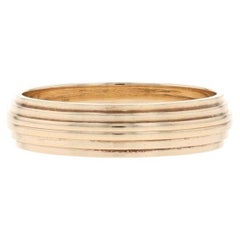 Yellow Gold Set of 2 Ribbed Wedding Bands - 14k Size 7 1/2 Rings