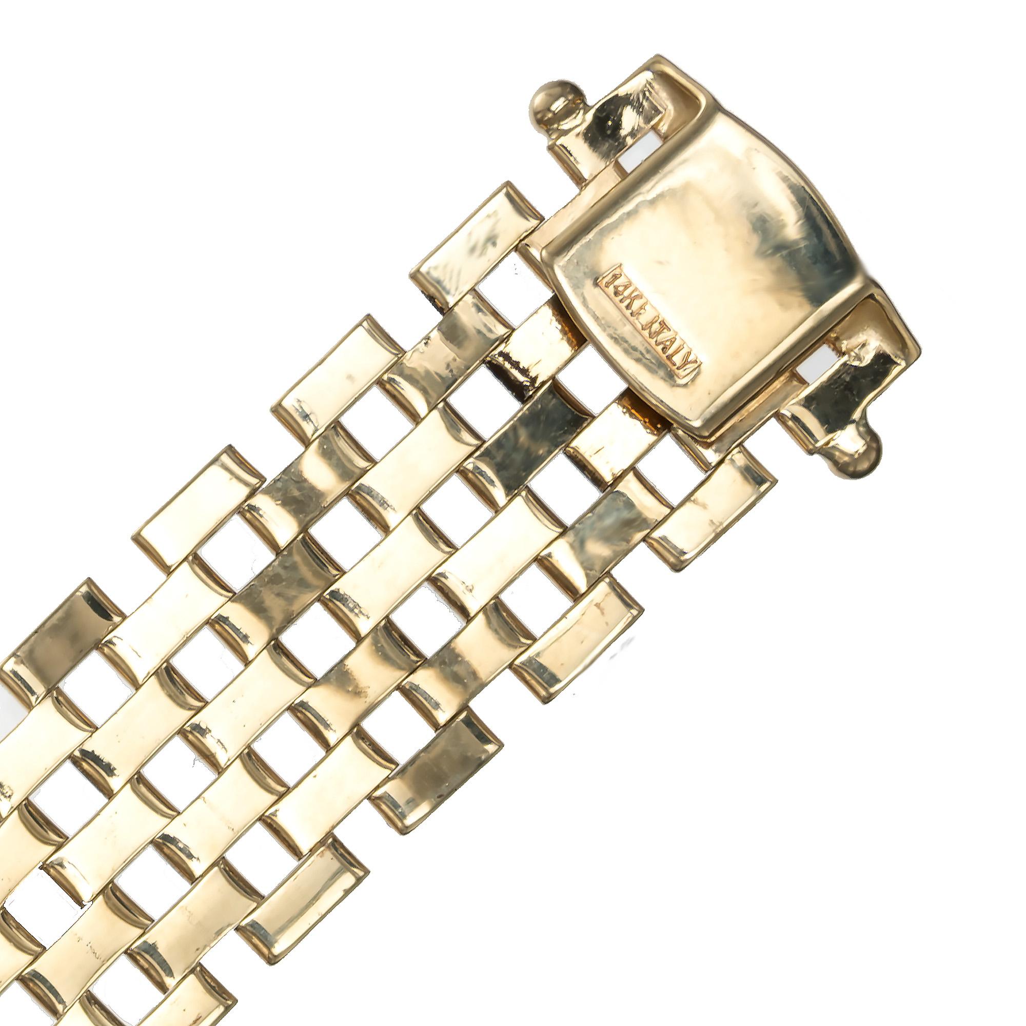 Women's Yellow Gold Seven Row Italian Panther Bracelet For Sale