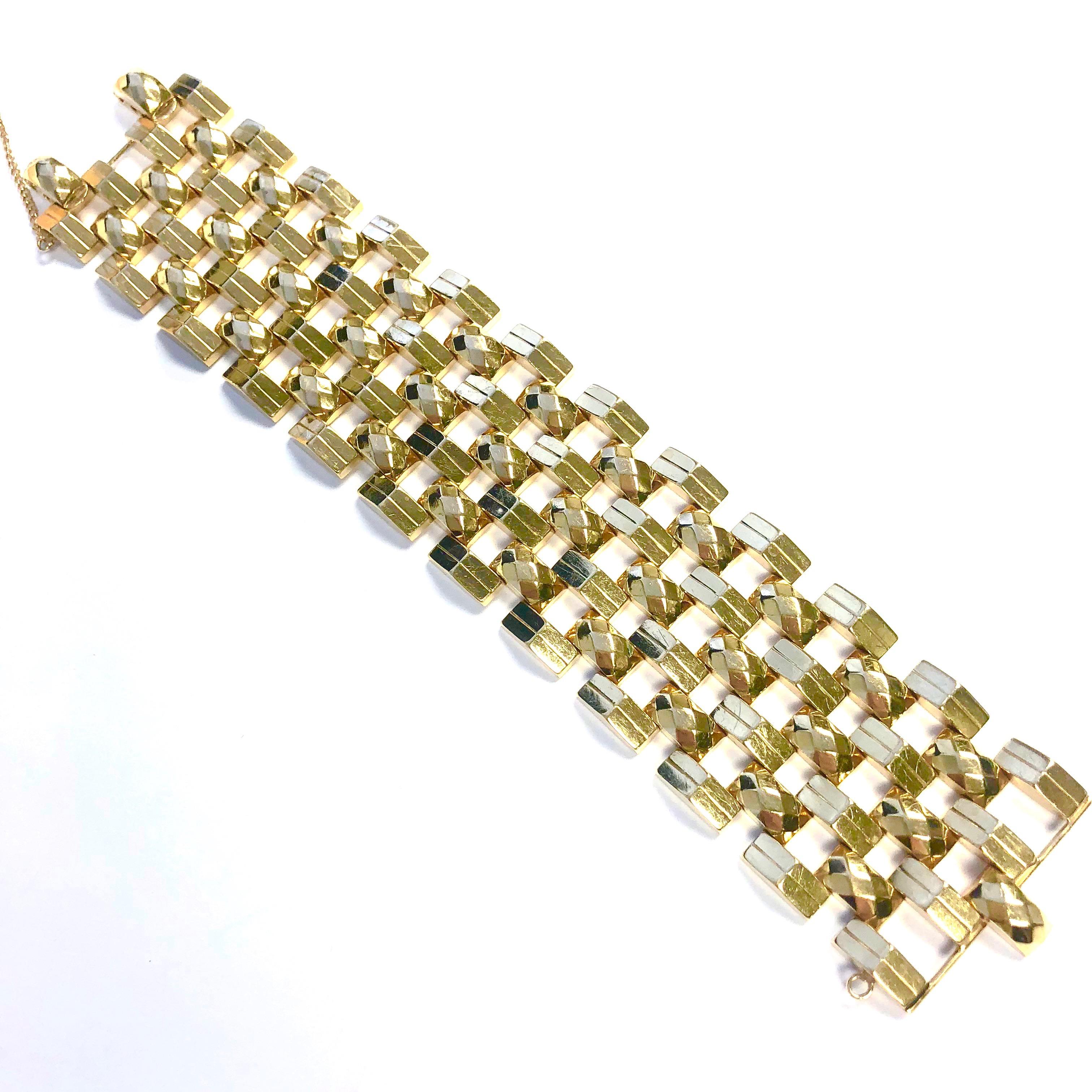 Yellow Gold Seven Row Wide Retro Bracelet 1