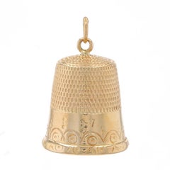 Yellow Gold Sewing Thimble Charm - 10k Seamstress Quilter Tool