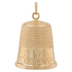 Yellow Gold Sewing Thimble Charm - 10k Seamstress Quilter Tool