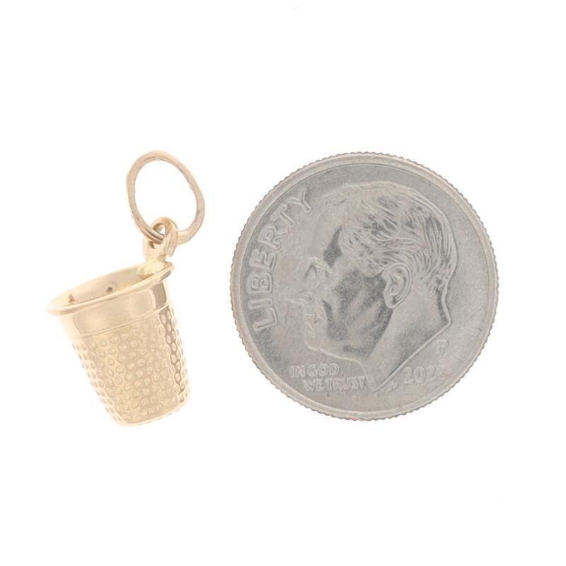 Women's or Men's Yellow Gold Sewing Thimble Charm - 18k Seamstress Quilter's Tool