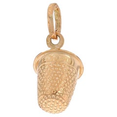 Yellow Gold Sewing Thimble Charm - 18k Seamstress Quilter's Tool
