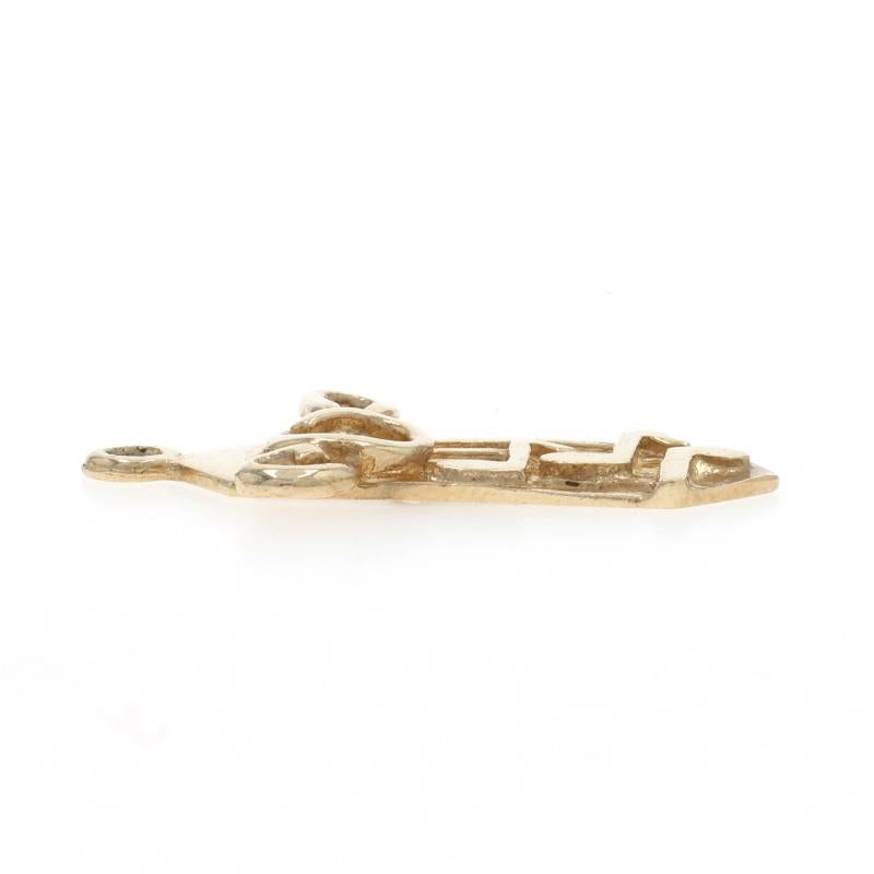 Yellow Gold Sheet Music Pendant - 14k Treble Clef Notes In Excellent Condition For Sale In Greensboro, NC