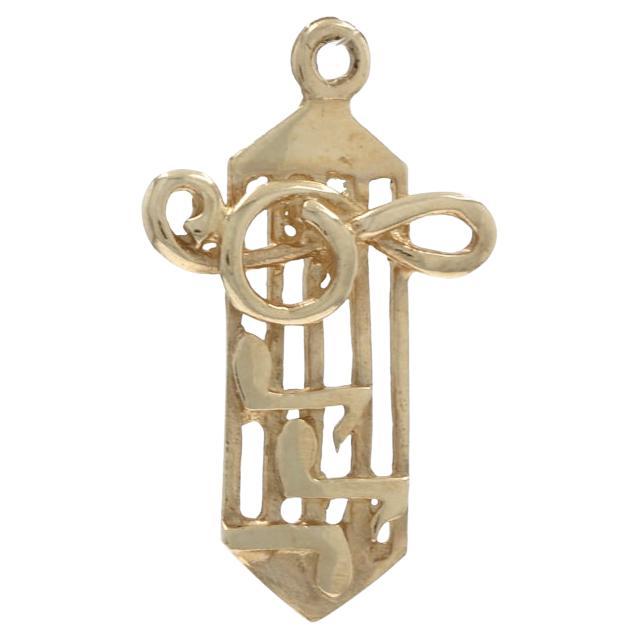 Yellow Gold Sheet Music Pendant - 14k Treble Clef Notes For Sale