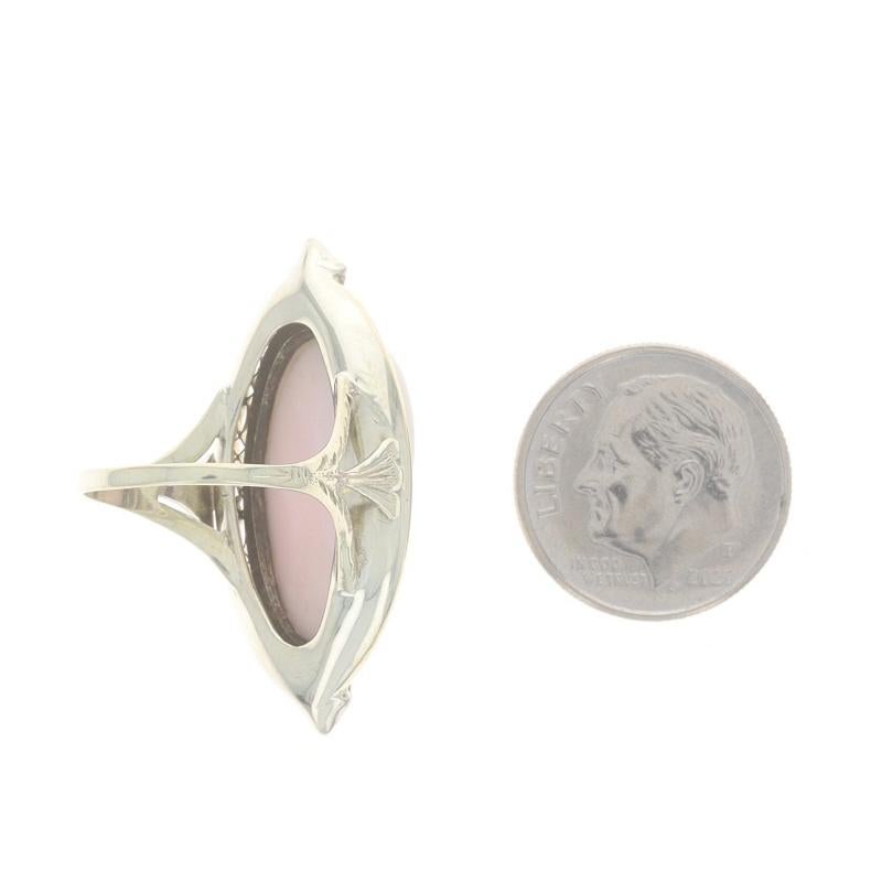 Yellow Gold Shell & Diamond Art Deco Ring 10k & 14k Carved Cameo .20ctw Vintage For Sale 1