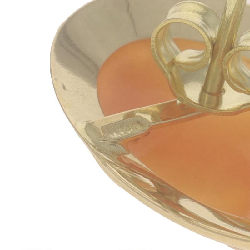 Women's Yellow Gold Shell Large Stud Earrings - 18k Carved Cameo Silhouette Pierced For Sale