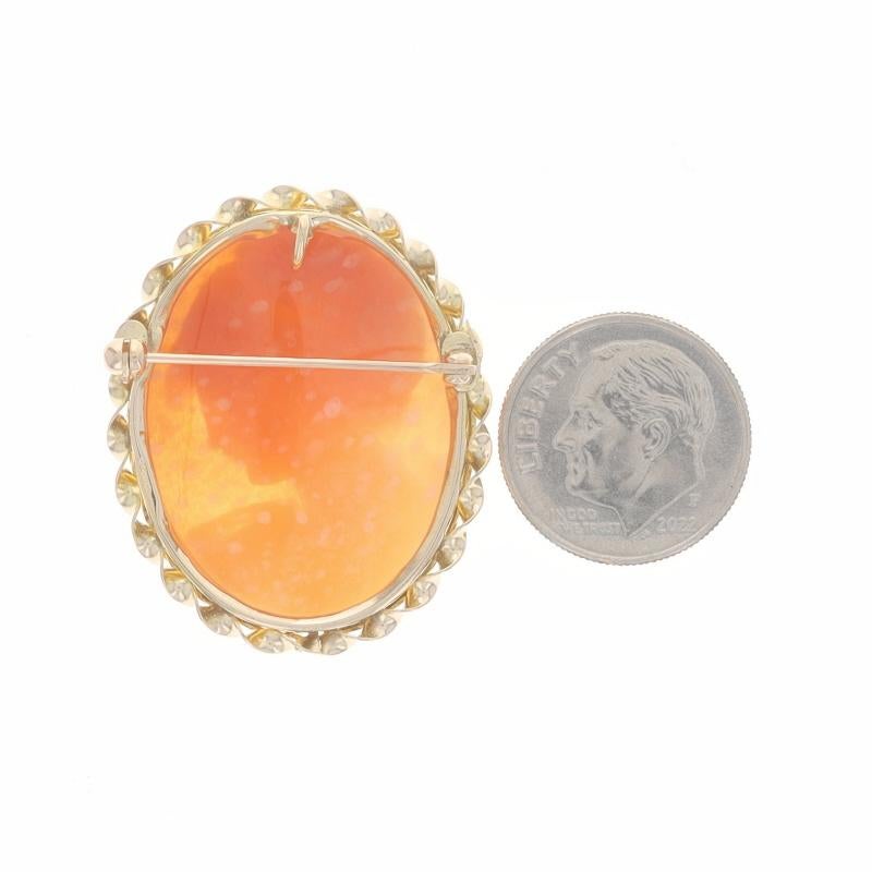 Women's Yellow Gold Shell Vintage Convertible Brooch/Pendant 14k Carved Cameo Silhouette
