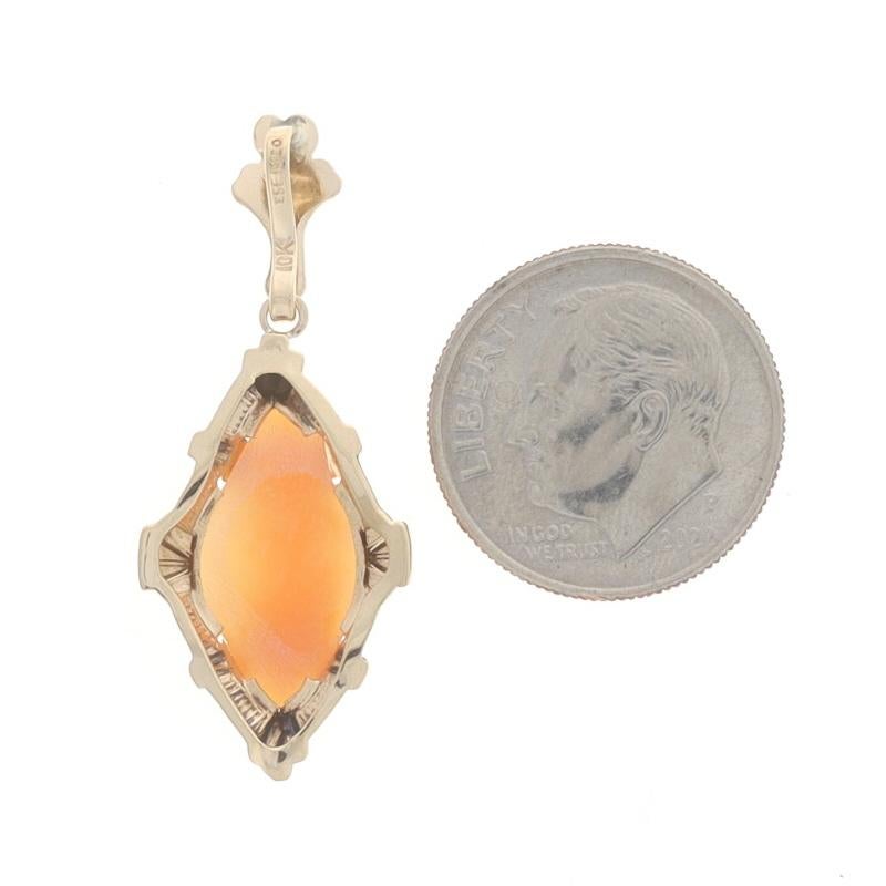 Women's Yellow Gold Shell Vintage Pendant - 10k Carved Cameo Silhouette For Sale