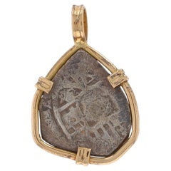 Yellow Gold Shipwreck Coin Pendant - 14k & Silver Currency